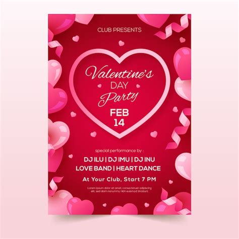 Free Vector Valentines Day Party Flyer Template
