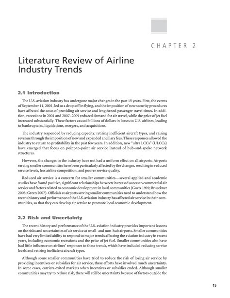 Literature reviews can be categorized as experimental and theoretical. Chapter 2 - Literature Review of Airline Industry Trends ...