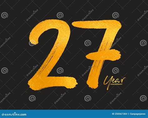 Gold 27 Years Anniversary Celebration Vector Template 27 Years Logo