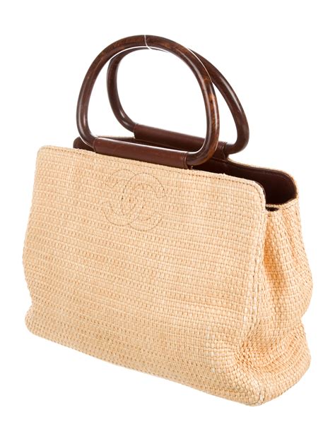 Chanel Straw Woven Handle Bag Handbags Cha191427 The Realreal