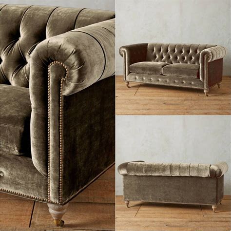 Its generous proportions are upholstered in sumptuous velvet with luxurious tufted detail. This ancestral 18th century chesterfield model is a button ...