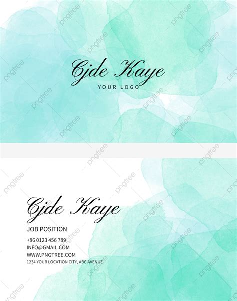 Abstract Watercolor Blue Business Card Template Download On Pngtree