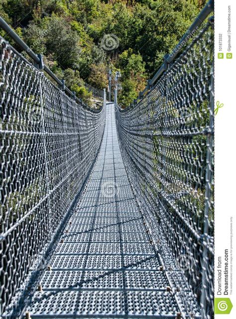 View On Rope Tibetan Steel Bridge In Mountain Stock Photo Image Of