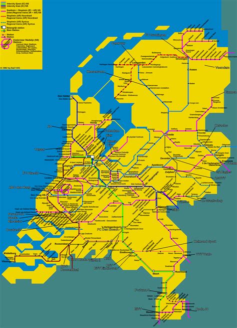 Detailed Train Map Of Netherlands Holland Netherlands Europe