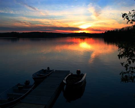 Wallpaper Sunlight Boat Sunset Sea Bay Lake Reflection Sky