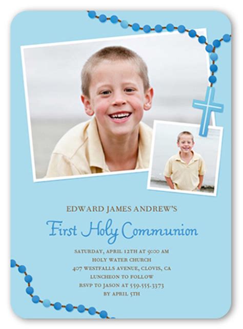 Prayer Beads Boy Communion Invitation Shutterfly