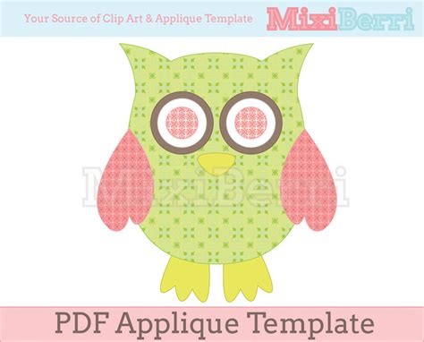 owl applique template pdf on luulla