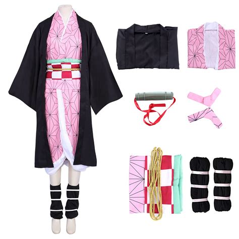 Alaiyaky Nezuko Cosplay Costume Demon Slayer Nezuko Kimono Kids Outfit