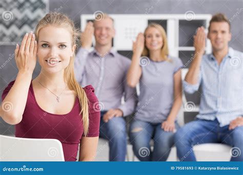 Young Sign Language Teacher During Lessons Stock Image Image Of