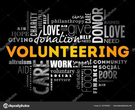 Volunteering Word Cloud Collage Social Concept Background Stock Vector