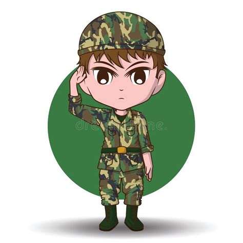 Cute Army Soldier Boy Cartoon Vector Cartoon Character Stock