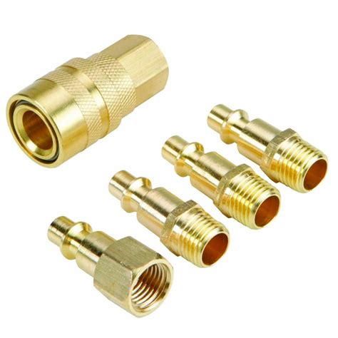 5 Pc Solid Brass Quick Coupler Set Air Hose Connector Fittings 14 Npt