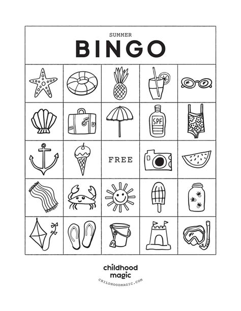 Summer Bingo Free Printable Game Childhood Magic