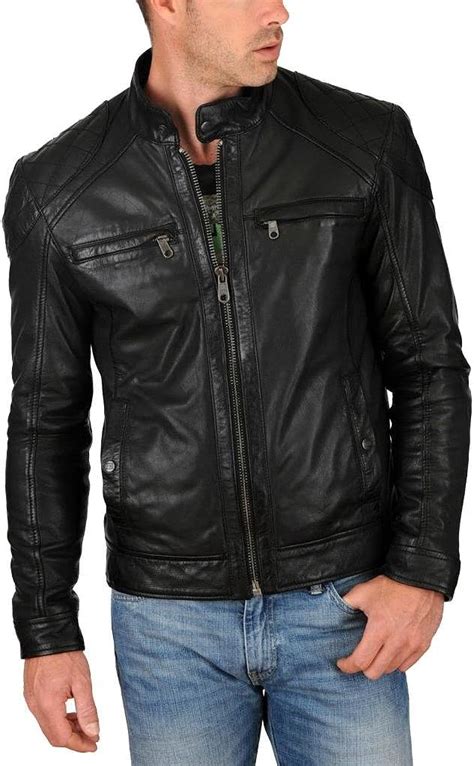 Exemplar Mens Genuine Cowhide Leather Jacket Black Kc764 Xl Amazonca