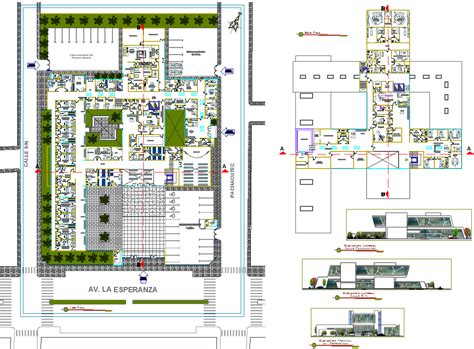 Maternity Hospital Site Plan General Plan And Floor Plans Cad Drawing