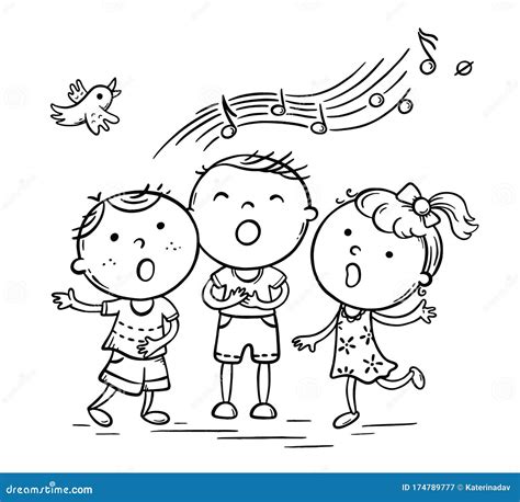 Niños Cantando Juntos Variante Con Manos De Dibujos Animados