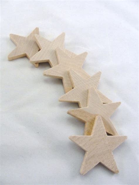6 Traditional 2 14 Inch 225 Wooden Stars Wood Star Etsy