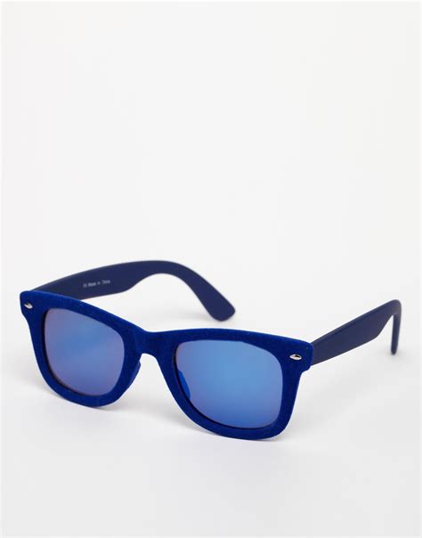 Lyst Asos Velvet Wayfarer Sunglasses In Blue For Men