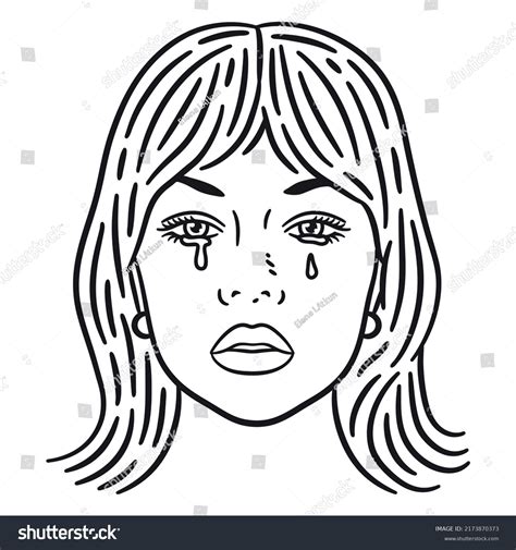 Crying Woman Stroke High Quality Vector Stock Vector Royalty Free