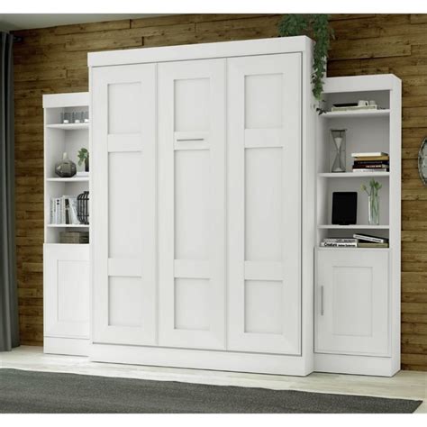 Bestar Edge Queen Wall Bed With Storage In White Homesquare