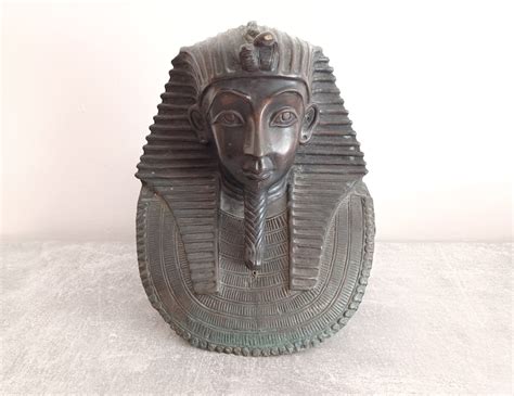 Ancient Bronze Bust Of Tutankhamun King Egypt Pharaoh 30s Etsy