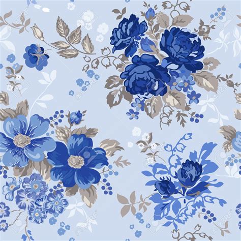 Vintage Blue Flower Wallpaper