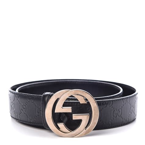 Gucci Guccissima Interlocking G Belt 95 38 Black 309139