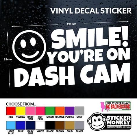 Smile Youre On Dash Cam Carvanwindowbumper Novelty Etsy Dashcam Unique Sticker Custom