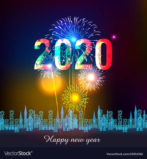 Happy new year 2020 background with fireworks Vector Image