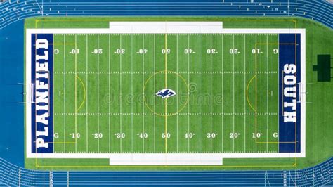 Overhead Drone Shot Of Plainfield South Football Field Editorial Stock