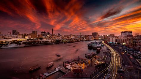 Download Time Lapse Sky River Building Cityscape City Photography