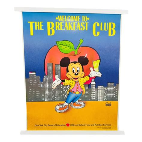 Ultra Rare Vintage Disney Welcome To The Breakfast Club Poster 23”x18