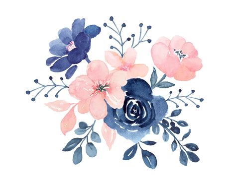 Blush Navy Flowers Nine Designs Floral Topper Border And Templates