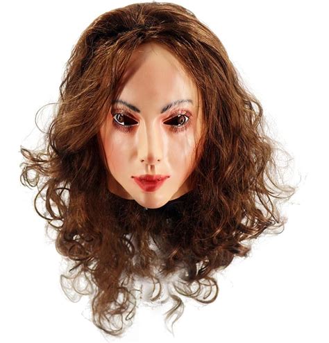 Realistic Latex Female Mask Celebrity Woman Face Mask With Wig Halloween Crossdressing Costume
