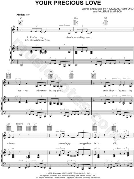 Marvin Gaye Your Precious Love Sheet Music In C Major Transposable Download And Print