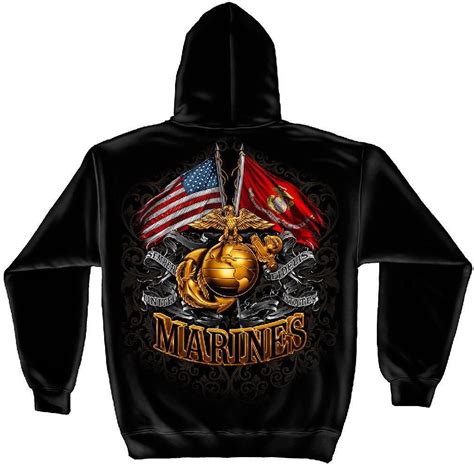 Usmc Marines Gold Globe Semper Fi Sweatshirt Hoodie Black Sweatshirts