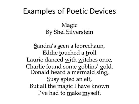 PPT - Examples of Poetic Devices PowerPoint Presentation, free download ...