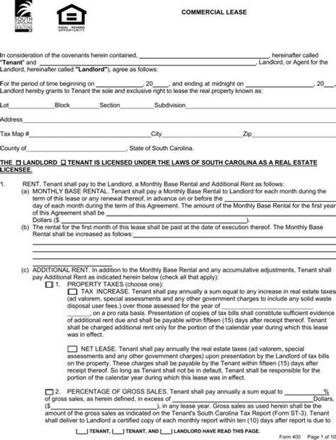 Download South Carolina Rental Agreement For Free Formtemplate