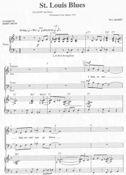 St Louis Blues Satb Pianochords Clarina