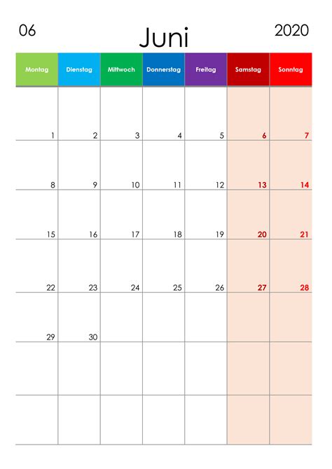 Kalender Juni 2020 Kleine Ziffern Im Hochformat Kalendersu