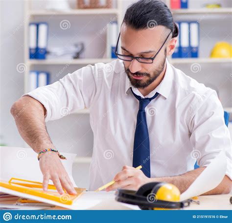 Architect Working In His Studio On New Project Stock Photo Image Of