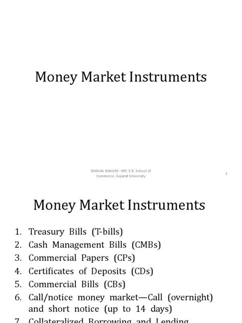 Instruments Of Money Market Instruments Of Money Market 1 Pdf