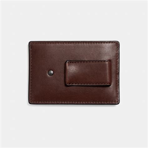 Mens rfid slim leather wallet money clip id credit card case holder. COACH Money Clip Card Case in Sport Calf Leather in Mahogany (Brown) for Men - Lyst