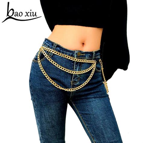 New Luxury Hot Belts Women S Gold Metal Chain Long Tassel Belt