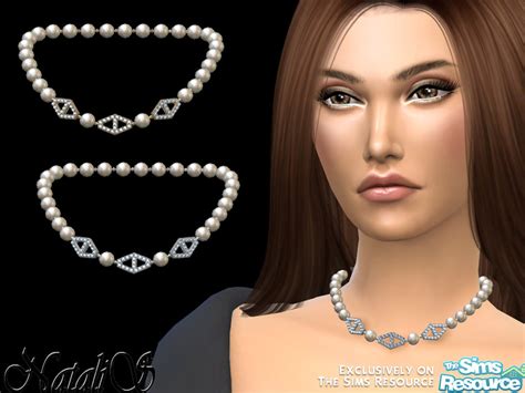 Ожерелье Diamond Hexagon Pearl Necklace V2 Симс 4