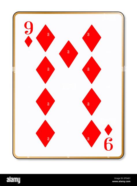 The Playing Card The Nine Of Diamonds Over A White Background Stock