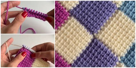 Tunisian Entrelac Crochet Stitch Pattern Uncinetto Unito Tanger
