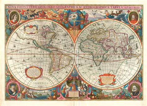 Map Of The World In 1630 By Hendrik Hondius Vintage Etsy Antique
