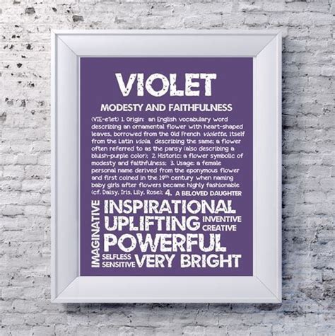 Violet Personalized Name Print Typography Print By Ohbabynames