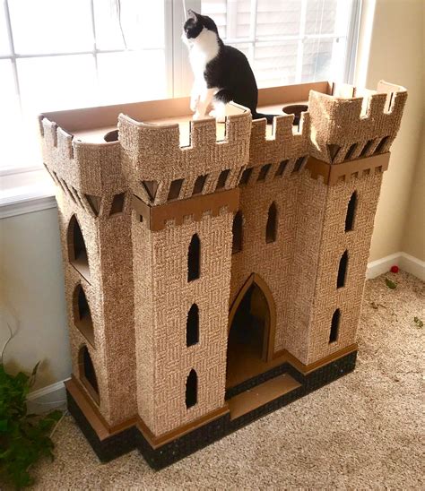Diy Cat Castle Gothic Plans Cardboard Play House Pattern Etsy Cat